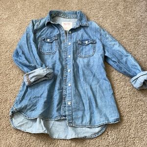 Light denim button up top